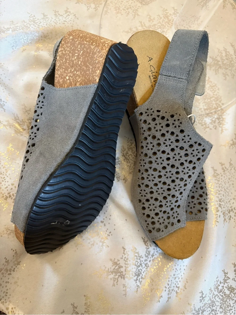 A. Giannetti Made in Italy Suede Wedge Sandals